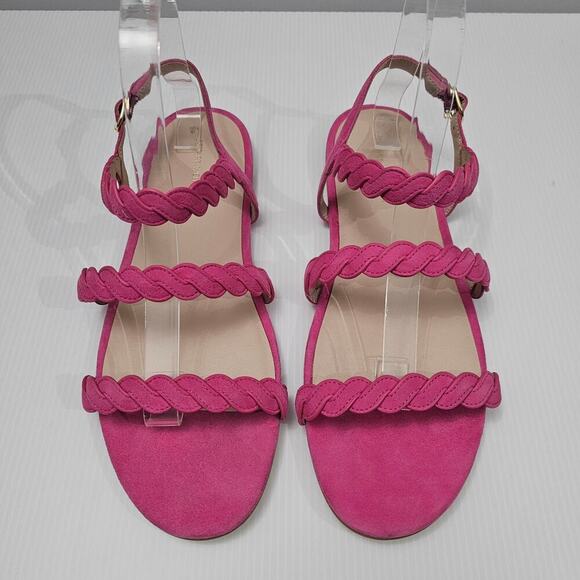 NEW Stuart Weitzman Twistie Sandal Flat Braided Strappy Pink Suede Size 10 - Picture 4 of 12